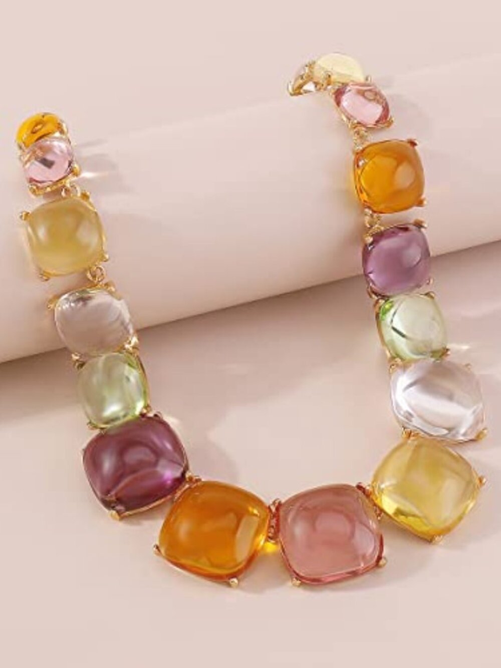 New - Colorful Rhinestone Beaded Necklace Earrings Large Resin Chunky Necklace